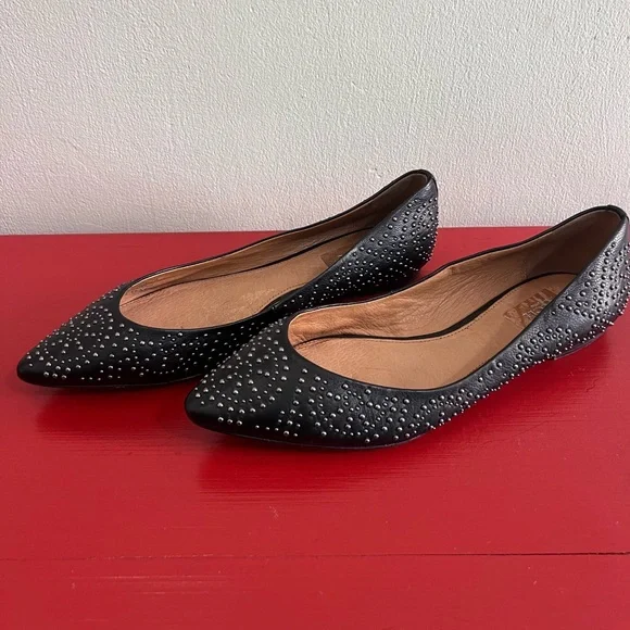 Coach black leather studded flats sz 10 🤩 - Picture 3 of 10